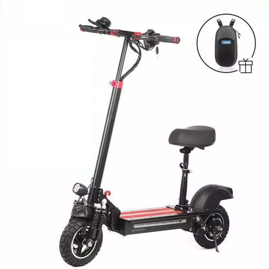 electric scooter with a free accessory bag and seat