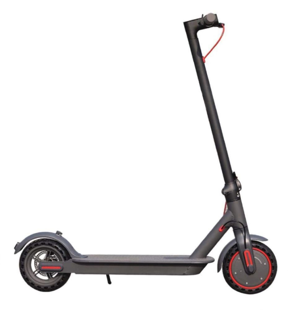 black 350w electric scooter side view