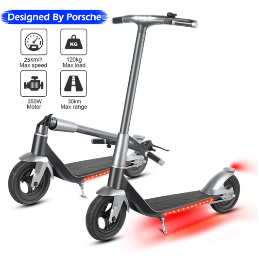 designed by porse electric scooter with lights on the side